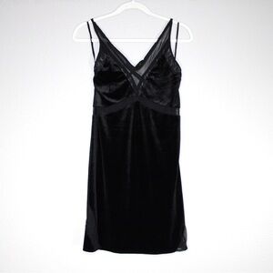 Sheer Strappy Velvet Mini Slip Dress